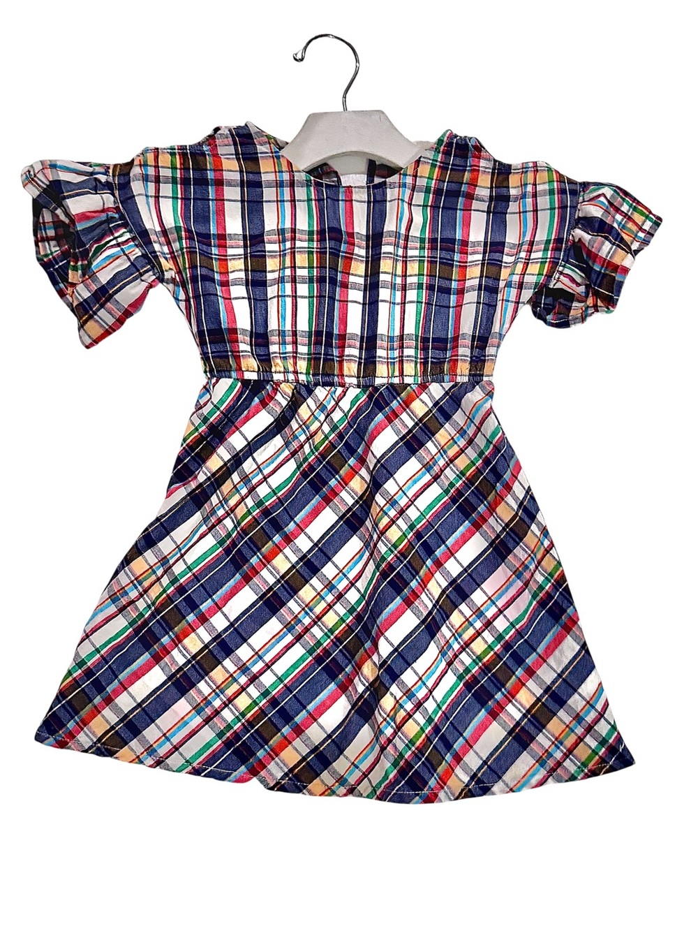 NWOT Girls (3T) Plaid Dress Cap Sleeves Open Shoulder